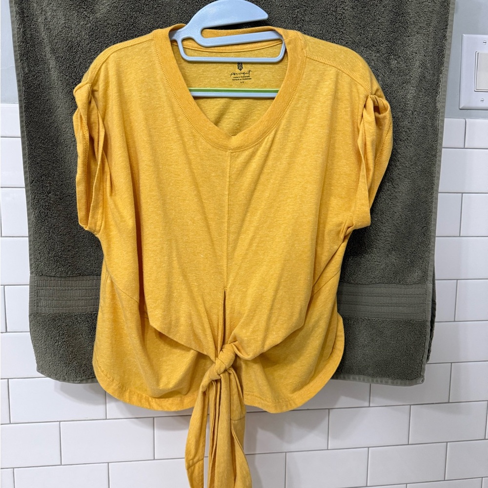 Urban Outfitters Free People Mustard Tie-Front Tee